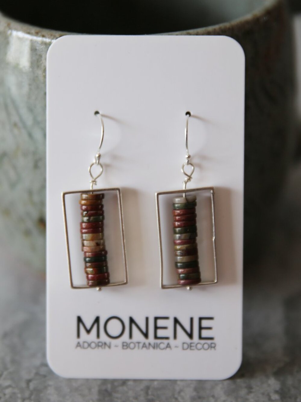 Red Creek Jasper Rectangle Stack and Sterling Earrings